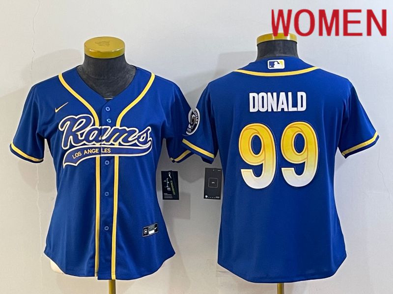 Women Los Angeles Rams 99 Donald Blue 2022 Nike Co branded NFL Jersey